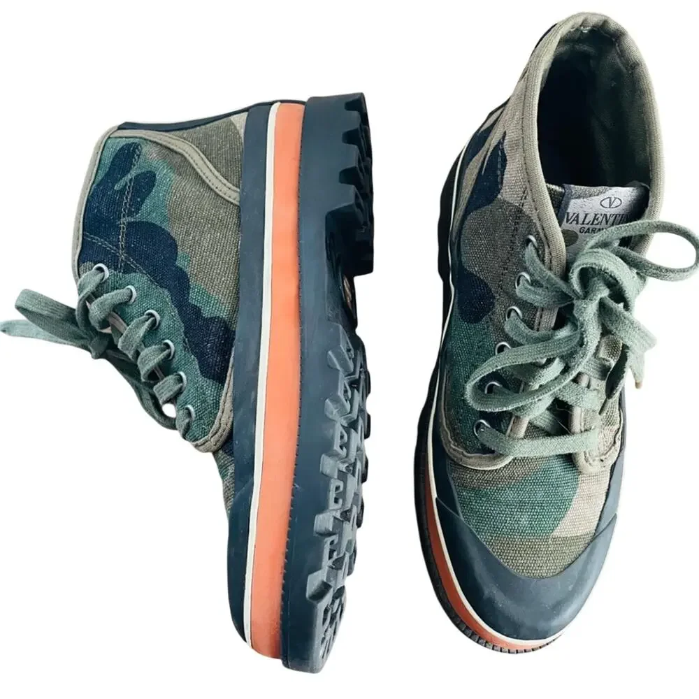 VALENTINO GARAVANI Canvas Camouflage Sneaker Boots Sz 36